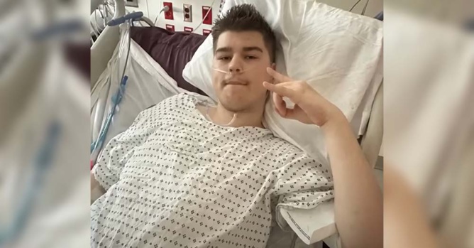 Tanner Cook dans son lit d'hôpital - WUSA9 sur YouTube